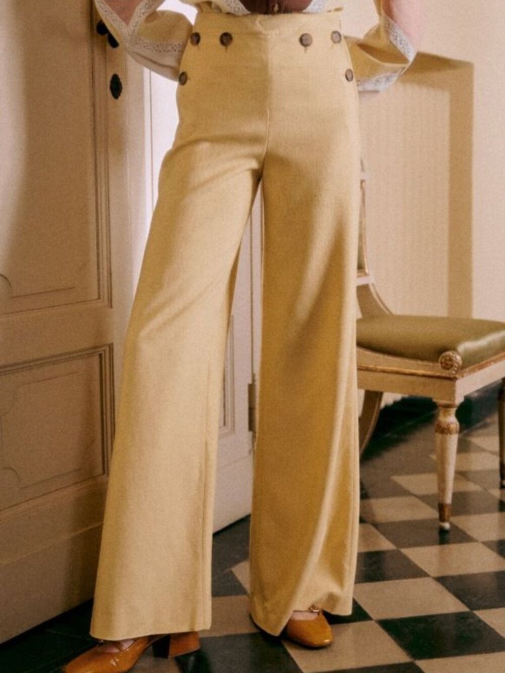 (NWT) Sezane Clayton Trousers Color Yellow (EU Size 40, US 8)